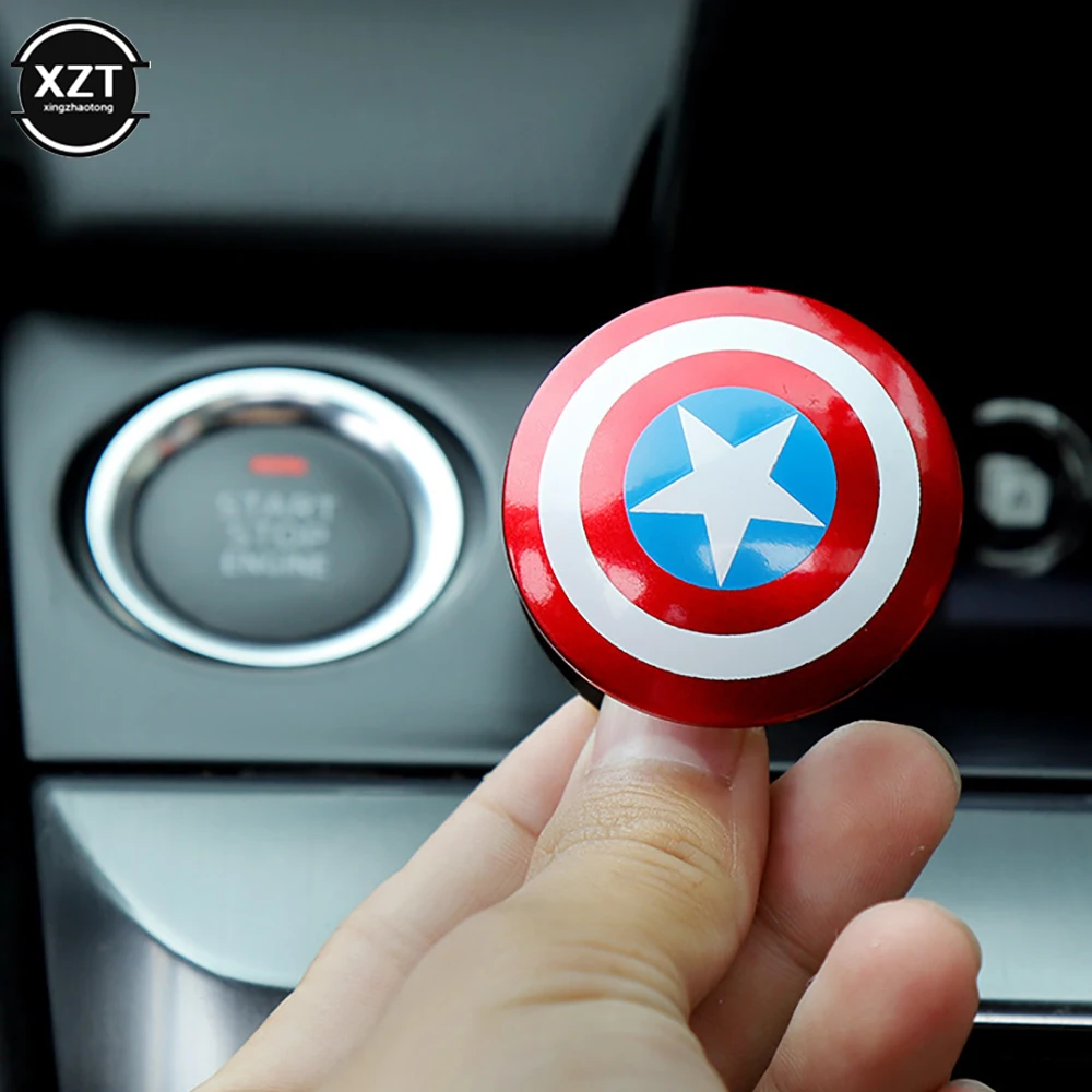 

1PC Car Engine Ignition One Key Start Switch Stop Button Cover Superhero Protective Plastic Sticker Interior Decoration Supplies