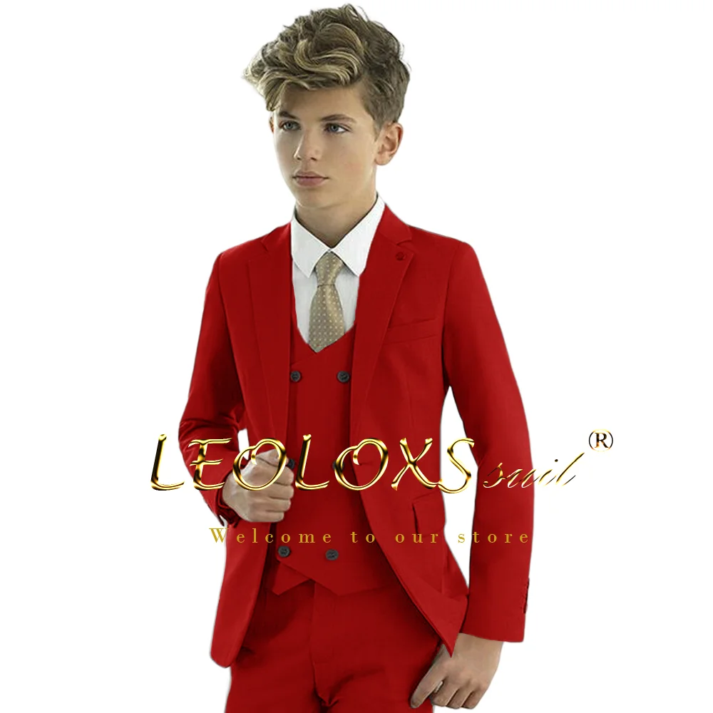 Boys Formal Suit 3-piece Set Jacket Vest Trousers Suitable For Wedding Parties And Formal Occasions