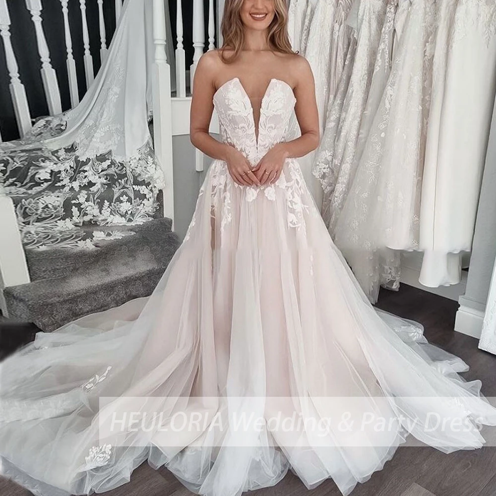 

Women's Wedding dress sweetheart Lace beading princess boho Wedding Dress plus size bride dress robe de mariee