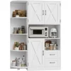 60.4" Farmhouse Kitchen Storage Cabinet, Freestanding Cabinet with Doors and Shelves, White 1