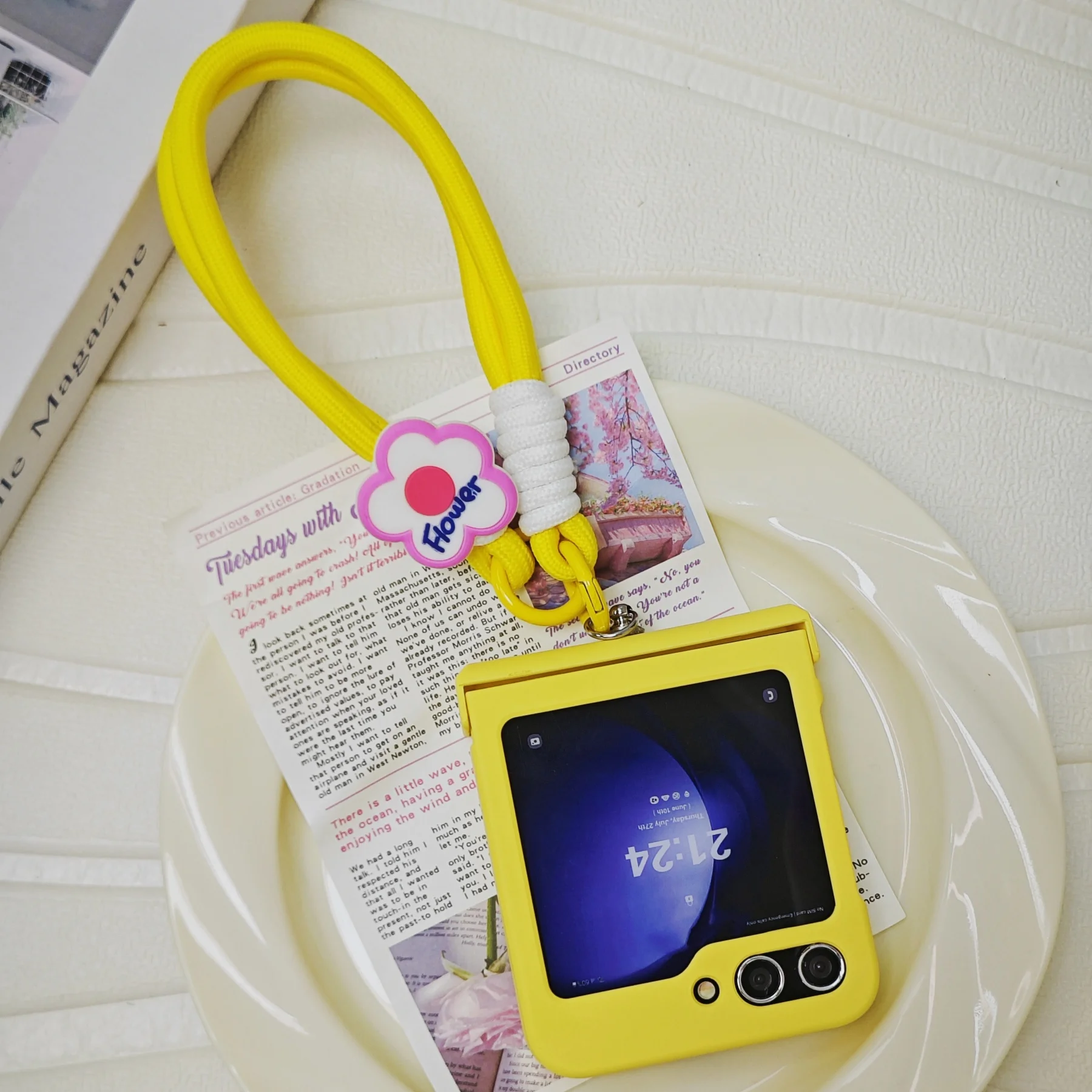 Korean Cute Klein Blue Portable Flower Rope Phone Case
