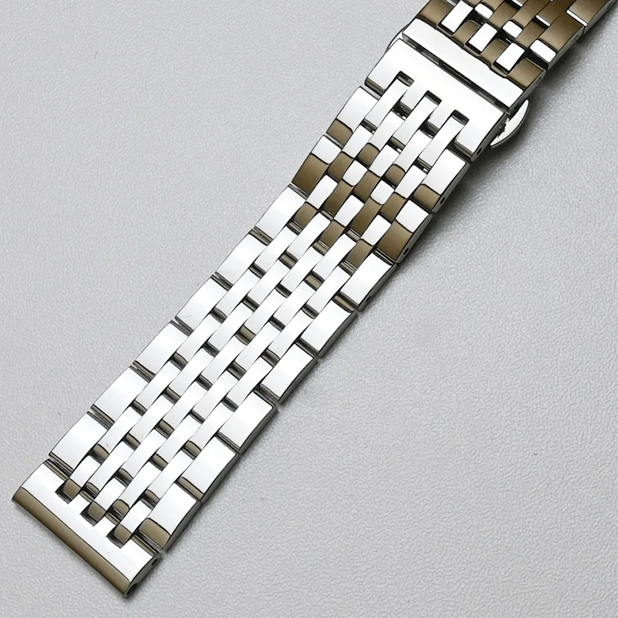 Elegant Polished Silver & Gold Stainless Steel Watchband Bracelet