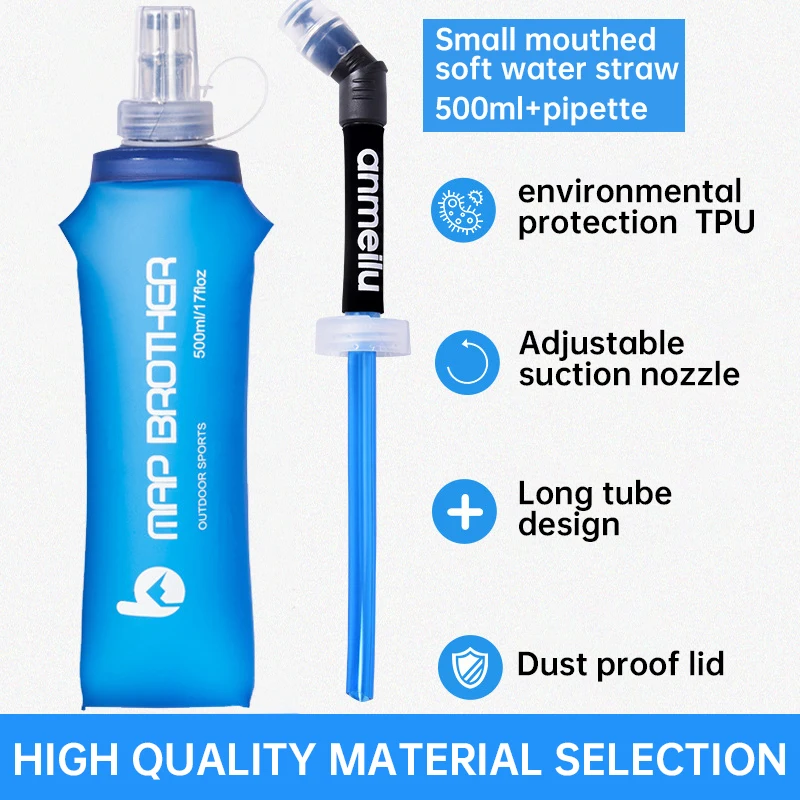 Sports Water Bottle Outdoor Collapsible silicone soft flask Water bottle Camping running sports bike 250ml 500ml water bag