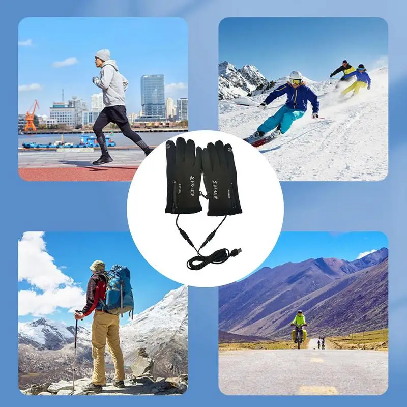 Heated Gloves Motorcycle Winter Moto Heated Gloves Warm Waterproof Rechargeable Heating Thermal Gloves For Snowmobile Hiking