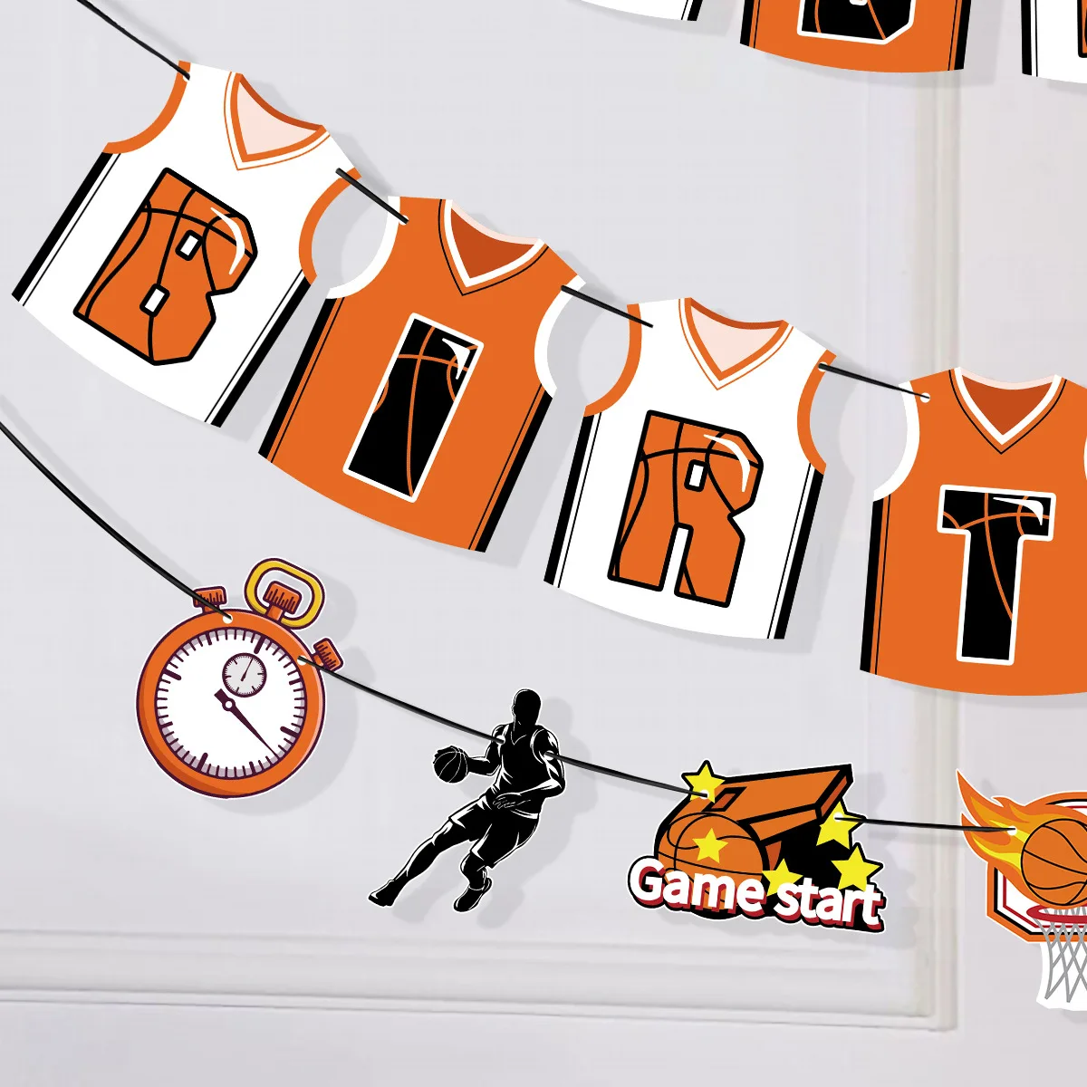 Basketball Themed Birthday Party Decoration NBA Basketball Jersey Birthday Flag Pulling Cake Card Insertion Party Decoration