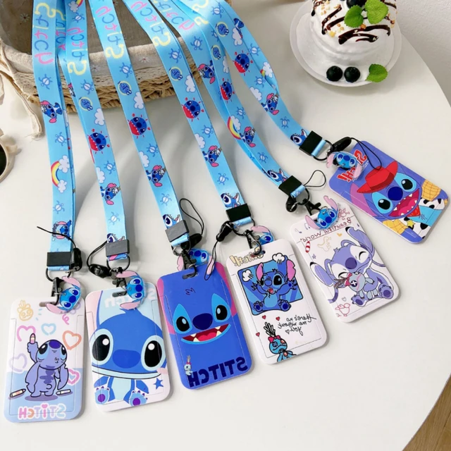 Porte-cartes d'identité suspendu Disney Stitch, porte-cartes d'identité,  porte-cartes de crédit, porte-clé, porte-photo - AliExpress