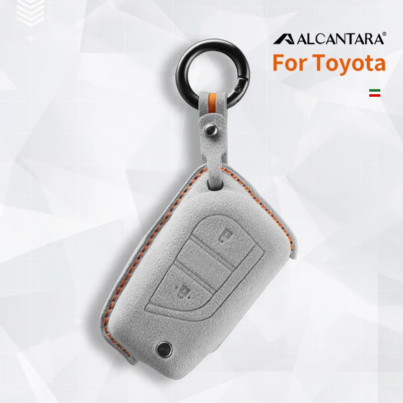 

Alcantara Car Remote Key Case Cover Shell For Toyota Aygo Hilux Auris Yaris 2018 Keychain Accessories