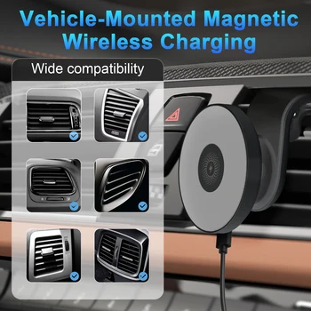 15W Magnetic Car Wireless Chargers Mount Fast Charging Station Dock 360° Adjustable For iPhone17/16/15/14/13 All Android Phones 4