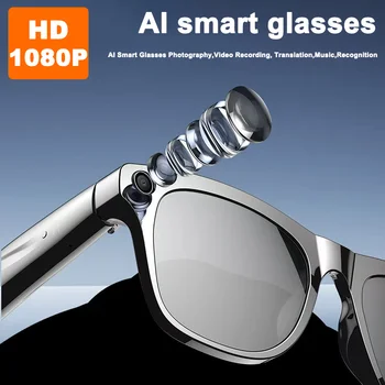 Occhiali Intelligenti con Telecamera HD 1080P, Multifunzione, Colore Variabile, Chiamate Bluetooth, Assistente Vocale, Lettore Musicale, Traduzione Intelligente 