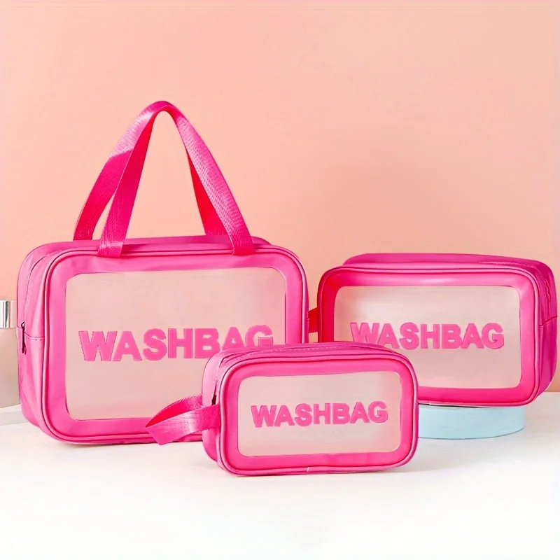 Three Piece Set of Toiletries PVC Waterproof Storage Bag Wash Bag Makeup Bag Large Capacity Waterproof Frosted Transparent Bag three piece set of toiletries pvc waterproof storage bag wash bag makeup bag large capacity waterproof frosted transparent bag