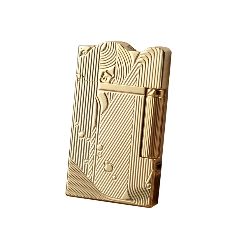 Gold Sleep Mermaid Pattern Vintage Lighter Cigarette Smoking Gas Lighters Classic Sound Metal Lighters Fire Men Collection 5