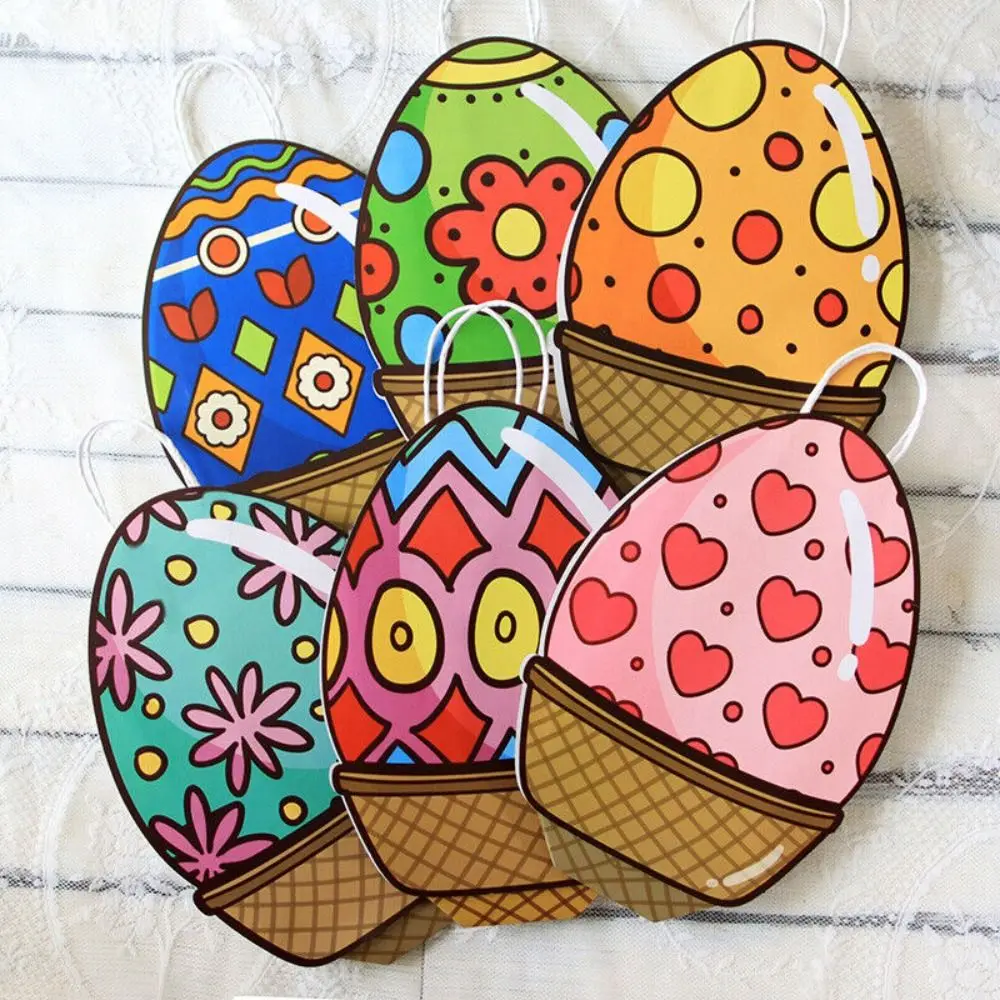 

Бумажная сумка с рисунком цыплят, кролика, яиц, счастливой Пасхи, яркие двухсторонние пасхальные подарочные сумки с ручкой, пасхальные принадлежности