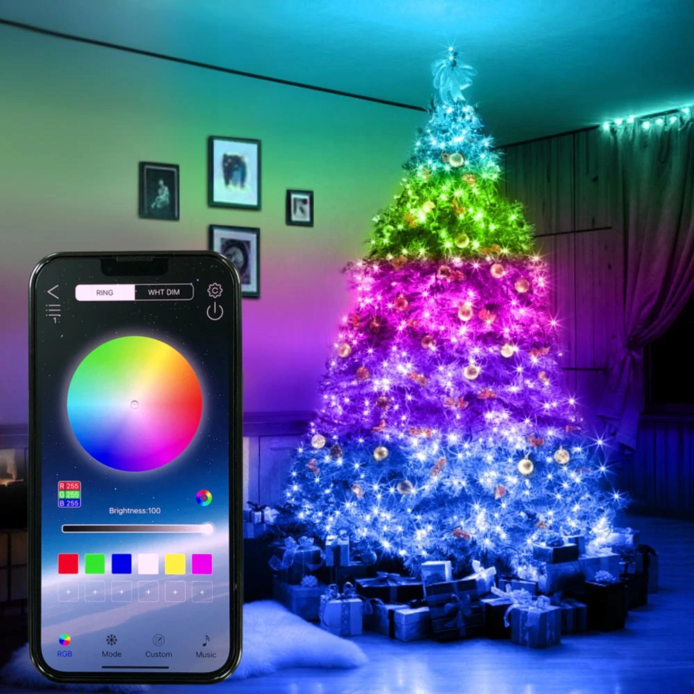 Smart RGB Christmas Fairy String Light APP Bluetooth Control Waterproof ...