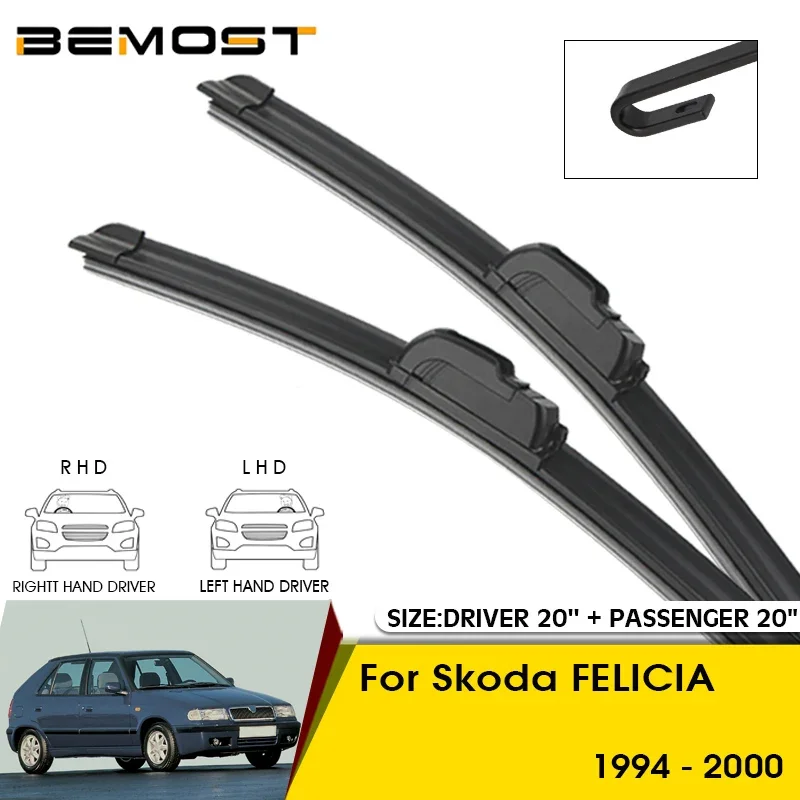 

Автомобильные щетки стеклоочистителя для Skoda FELICIA 1994-2000, лобовое стекло, передние стеклоочистители, лезвия 20 + 20 дюймов, автомобильные аксессуары