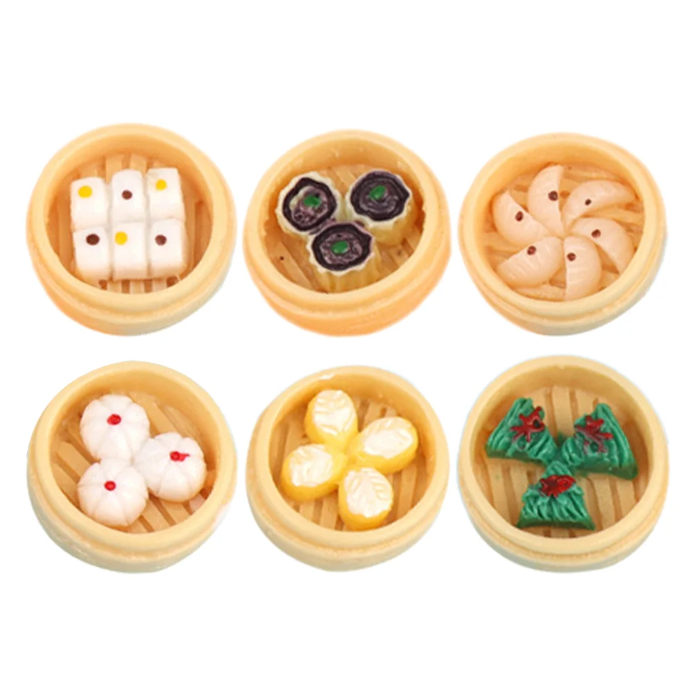 

12 Pcs Miniature Landscape Simulation Steamer Facsimile Item Imitation Steamed Buns Decor Toy Food Play Model Resin Homedecor