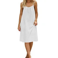 Robe sexy dos nu pour femmes, couleur unie, coupe ample, sans manches, robe courte réglable avec bretelles, robe d'été pour vacances à la plage 5