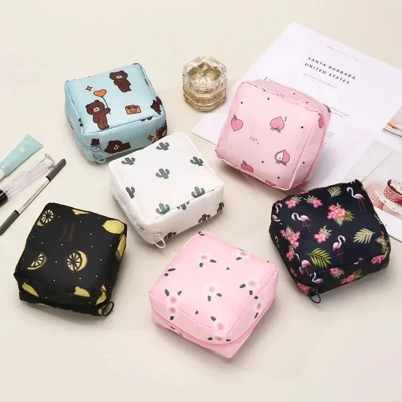 

Portable Storage Bag For Sanitary Napkin Pads Cartoon Cute Waterproof Sanitary Napkin Storage Bags