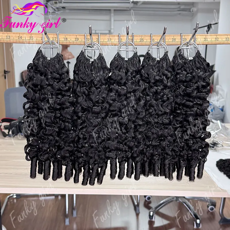 12A Feather Crochet 100% Human Hair Burmese Curly Human Crochet Hair For Women 300g Pre-Separated Feather Crochet Hair Bundles 3
