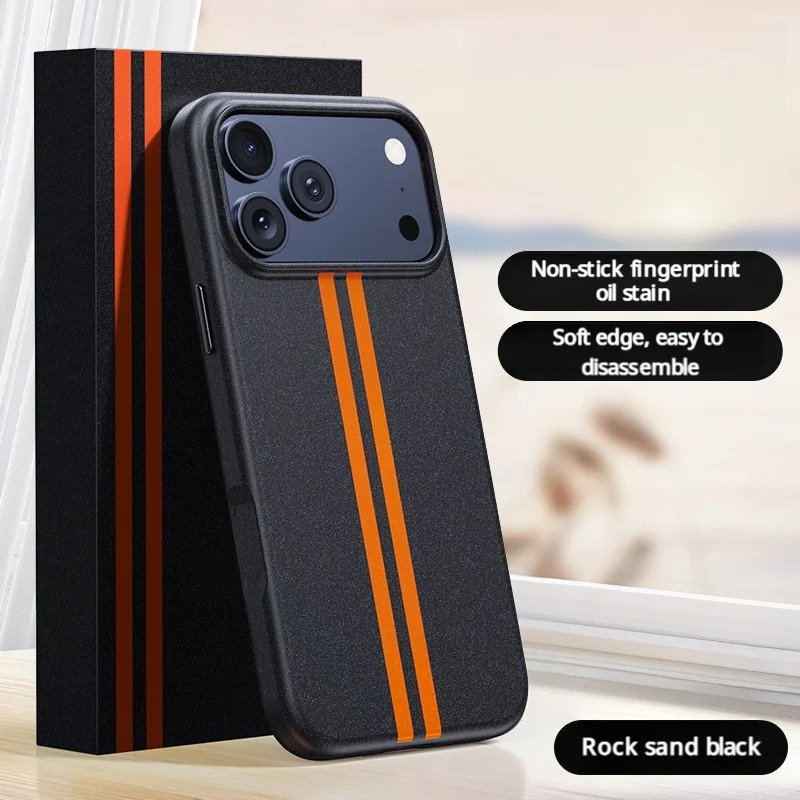 Hybrid Fine Grit Sand Texture Magnetic Phone Case with Soft Silicone Frame and Hard Back Cover