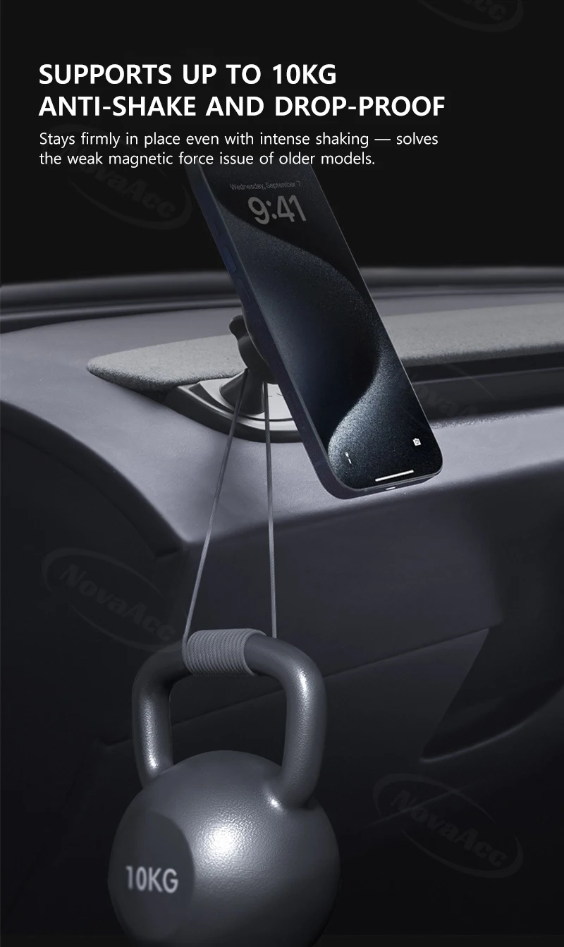Basis Magnetische Telefon Halter Für Tesla Modell Y Juniper 2025 Modell 3 Highland 2024 2025 ABS Drehbare Halterung Nicht-schütteln Auto Halterung – Detail 4
