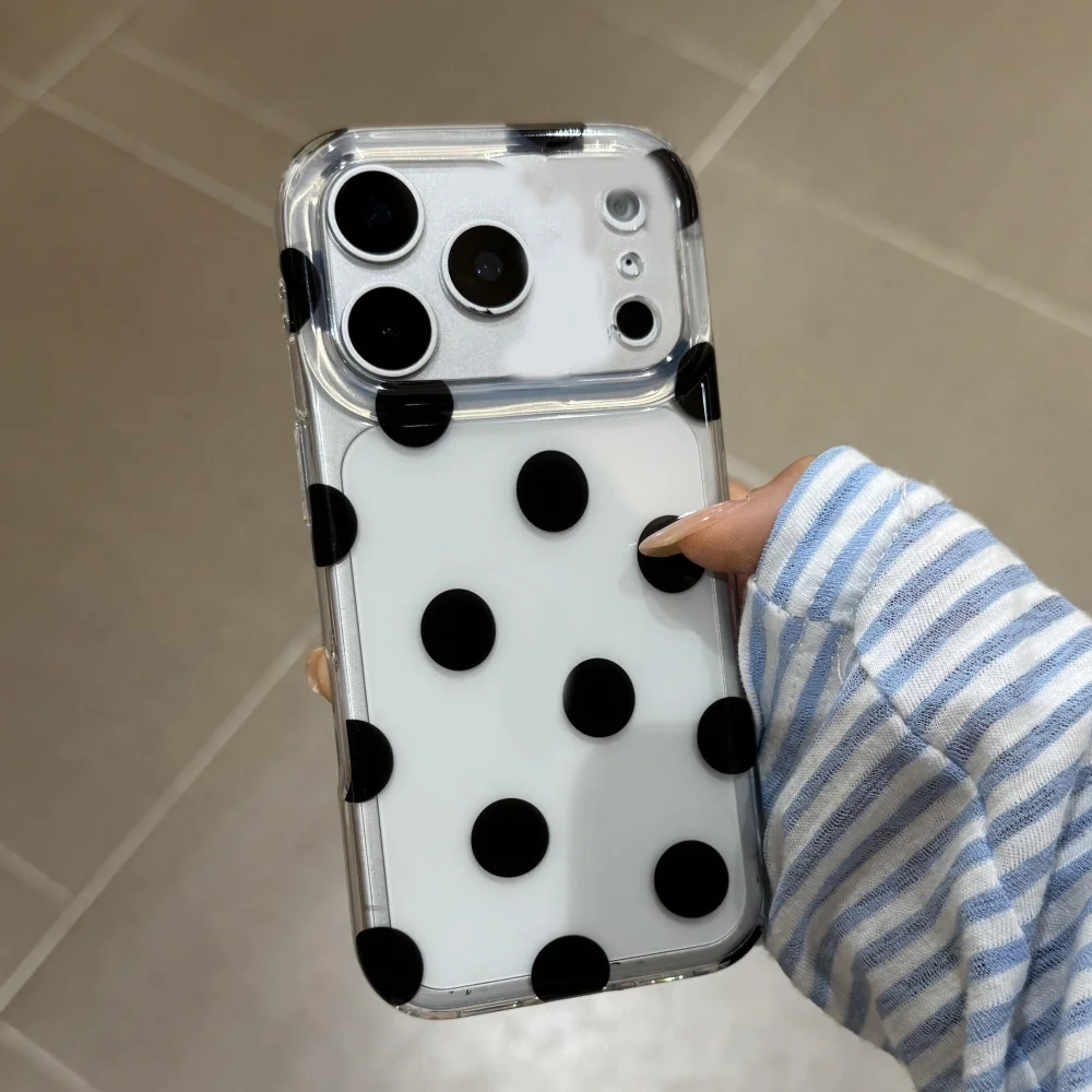 Elegant Black Polka Dot Minimalist Phone Case – Stylish Gift