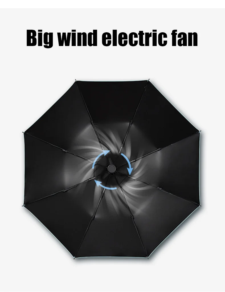 Outdoor USB Chargeable Foldable Umbrella with Fan Beach Parasol Creative Portable UV Umbrella Folding Beach folding umbrella