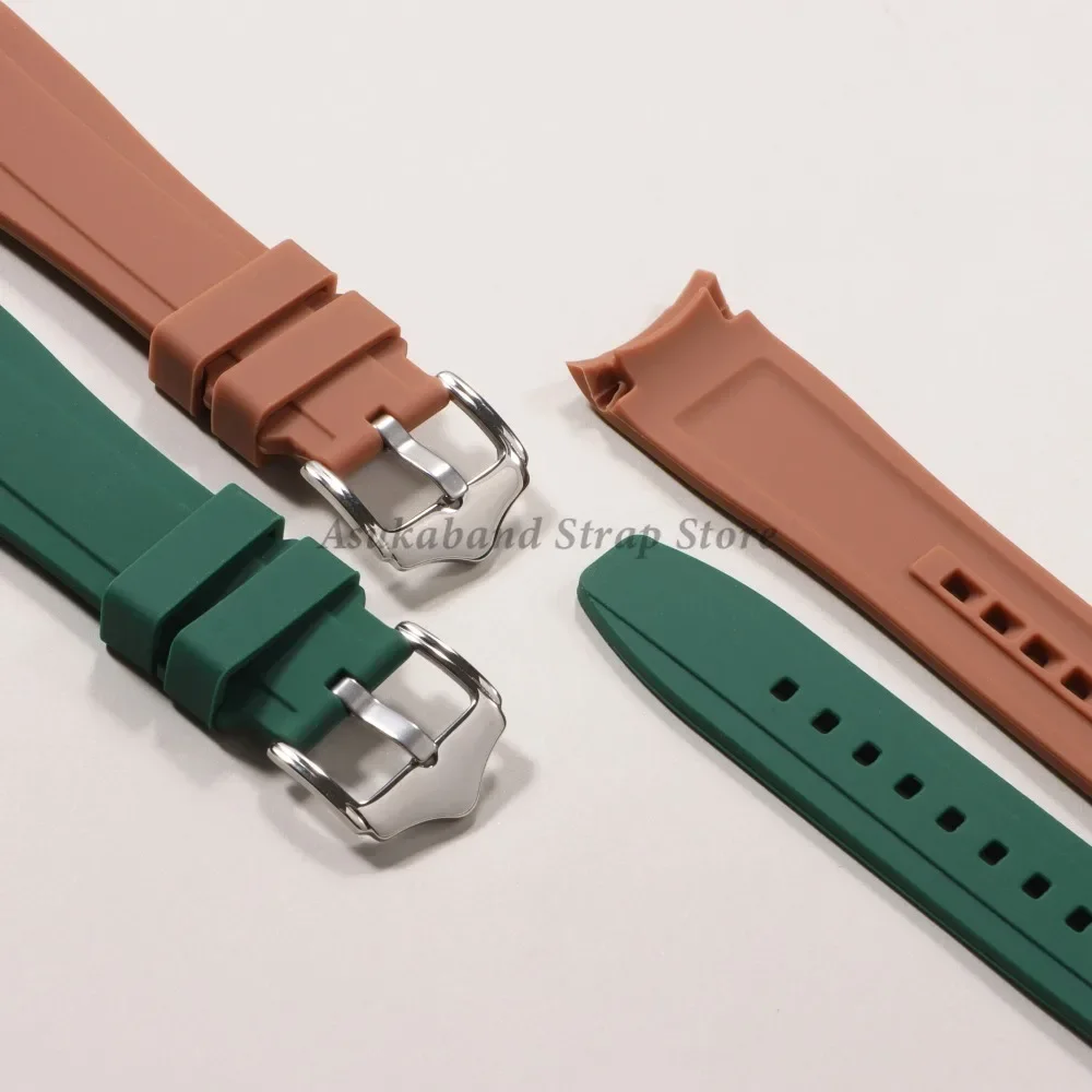High-Quality Waterproof Curved End Silicone Watch Band - 20mm/22mm Rubber Strap