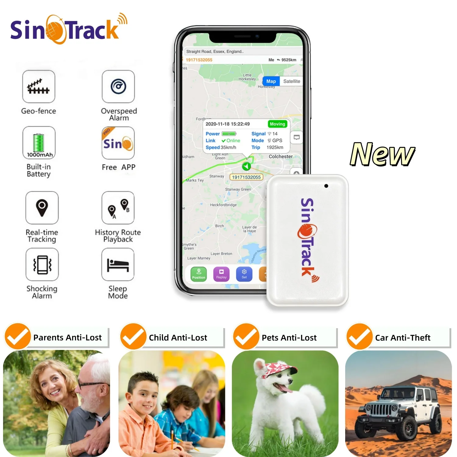 Neuer GSM-GPS-Tracker ST-903A für Auto, Kinder, persönliches Haustier, Mini, eingebauter Akku, Trackgerät mit kostenloser Online-Tracking-App