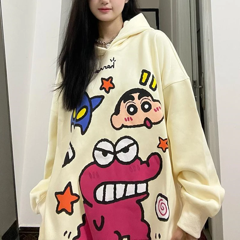 

Harajuku Japanese Funny Anime Hoodie Thicken Fleece Warm Winter Kawaii Sweatshirt Loose Oversized Men Women Hip Hop Streetwear