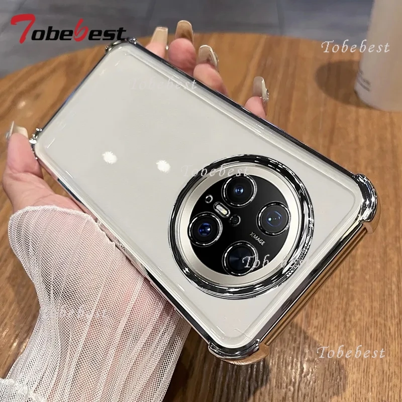 Rotating Magnetic Shockproof Plating Case with Transparent Back Cover
