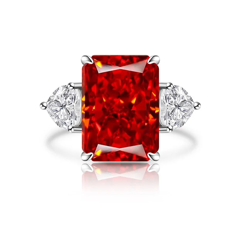 925 Sterling Silber Glänzender Farbiger Eisblumen-Schliff Zirkon Großer Karat-Ring für Damen Wunderschöne Eleganz Mode – Detail 13
