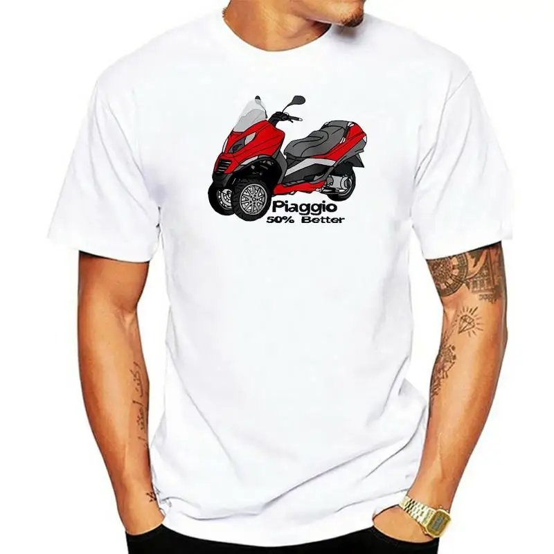 Piaggio Mp3 폰트 1 흰색 티셔츠, 코튼 티셔츠, 남성용 010574
