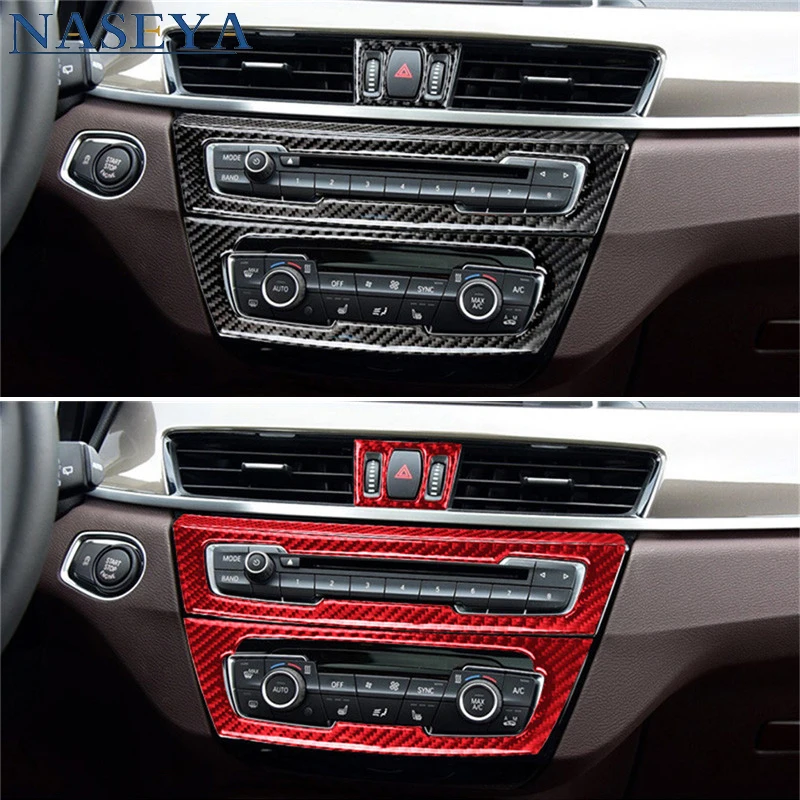 

4Pcs Car Interior Decorative Accessories For BMW X1 (F48) 2016 2017 2018 Carbon Fiber Central Air Conditioning Stickers