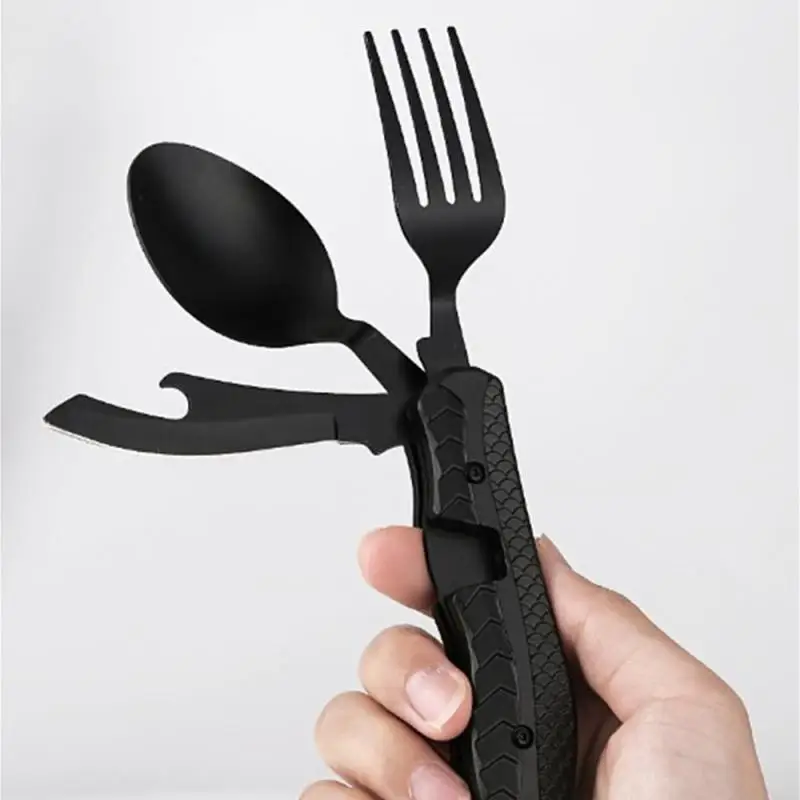 

3-in-1 Outdoor Folding Spoon Fork Knife Combo Set Cutlery Picnic Travel Portable Multitool Stainless Steel Camping