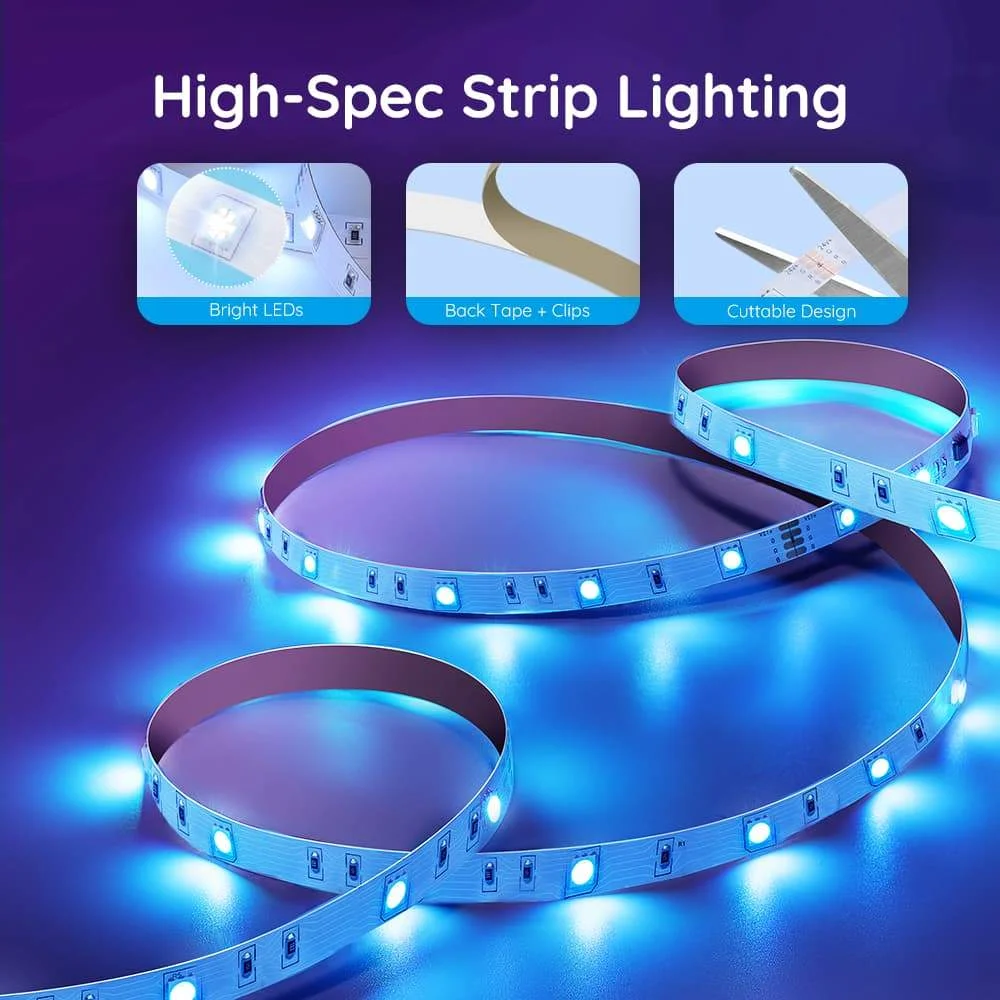 DAYBETTER RGB LED 스트립 조명, 블루투스 앱 제어, 5V USB LED 조명, 유연한 리본 테이프, TV 백라이트 룸 크리스마스 선물