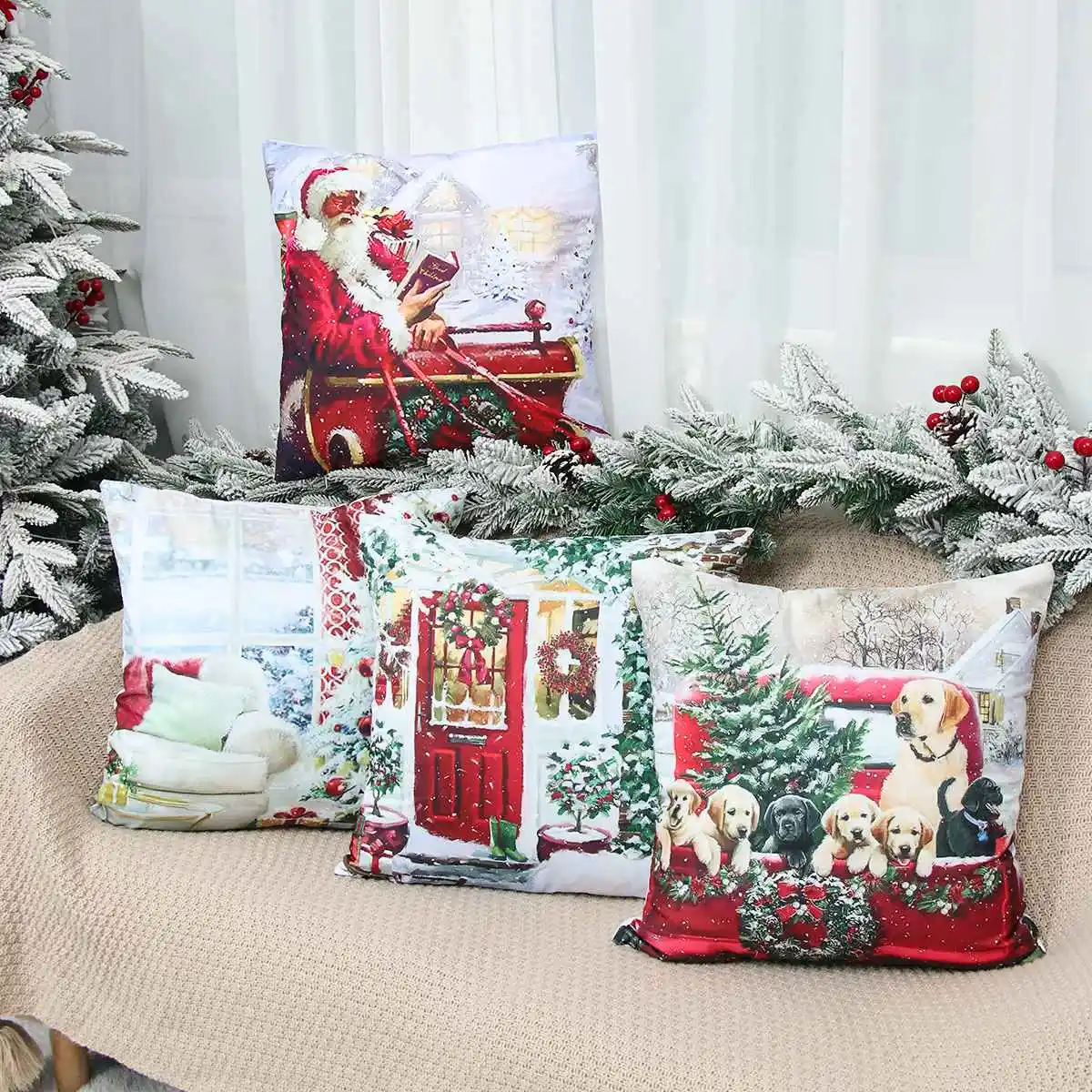 Christmas Cushion Cover Xmas Decorations For Home Merry Christmas Ornament Pillowcase Natal Navidad New Year Gifts christmas decorations