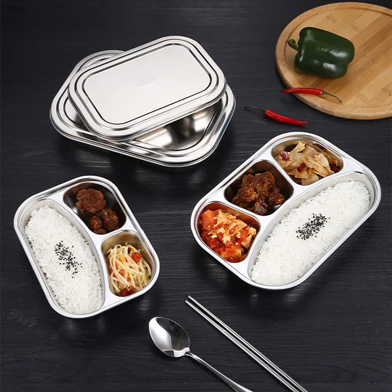 2 Layers 3 Grid 304 Stainless Steel Lunch Box with Soup Bowl Bento Box  Student Worker Portable Thermal Kitchen Accessories - AliExpress