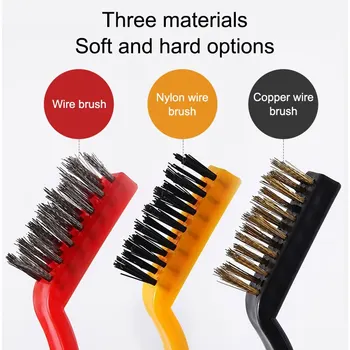 Brosse de nettoyage de cuisinière à gaz, combinaison de fil de cuivre et d'acier en Nylon, brosse à Long manche pour enlever l'huile, 3 pièces 1