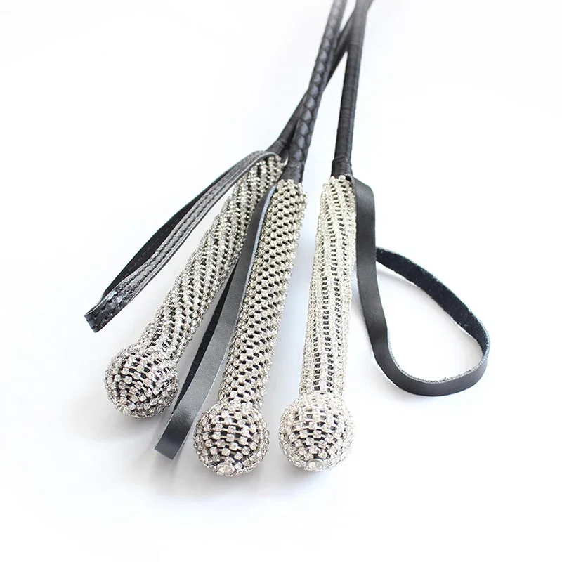 73CM Crystal Handle Riding Crop PU Leather Whip Crops Equestrianism Horse Whips