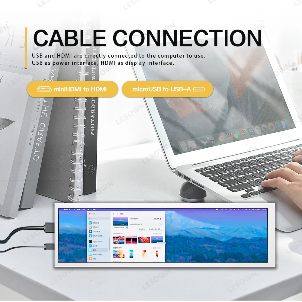 LESOWN ̴ Ʈġ IPS ġ LCD, 8.8 ġ   ũ , 480x1920 HDMI ȭƮ , ǻ PC Aida64 