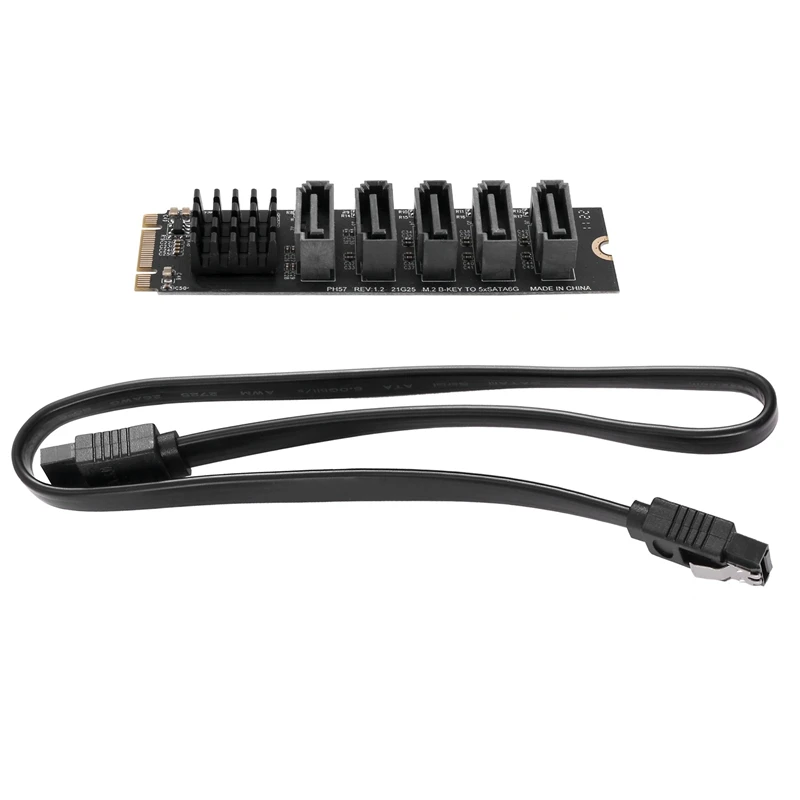 

Плата расширения M.2 NGFF, переходная плата M.2 NGFF B-Key Sata к SATA 3, 5 портов + кабель SATA, карта расширения 6 Гбит/с, Поддержка HDD SSD