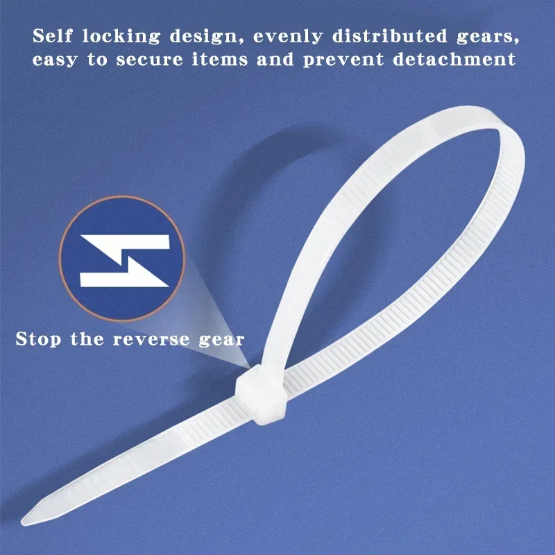 Nylon Cable Ties 500/1000PCS/bag Self-locking Plastic Nylon Tie White Zip Wraps Strap Nylon Cable Tie Set Fastening Ring Loop Wire Wrap Cable Ties Cable Tie Nylon Zip Ties