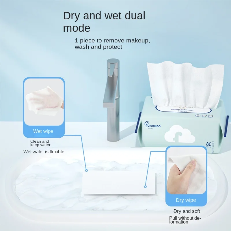 Baby Cotton Soft Towel Plain Weave 80 Disposable Face Wash Towel Baby Cotton Soft Dry Wet Dual-use Can Wipe Buttocks
