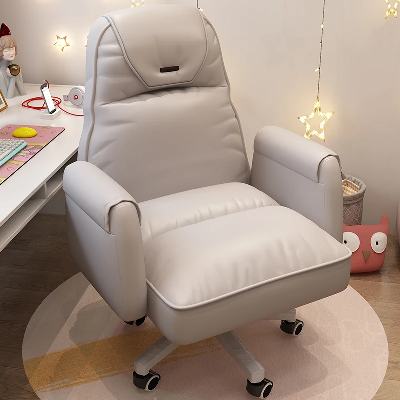 Swivel Mobile Office Chair Leather Arm Study Knee Luxury Individual Design Cute Chair Reception Bureaux Meuble Office Furniture