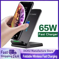 65W Wireless Charger Station Earphone Phone Fast Charging Charger Holder For iPhone 16 15 14 13 Pro Max Samsung S24 S23 Xiaomi