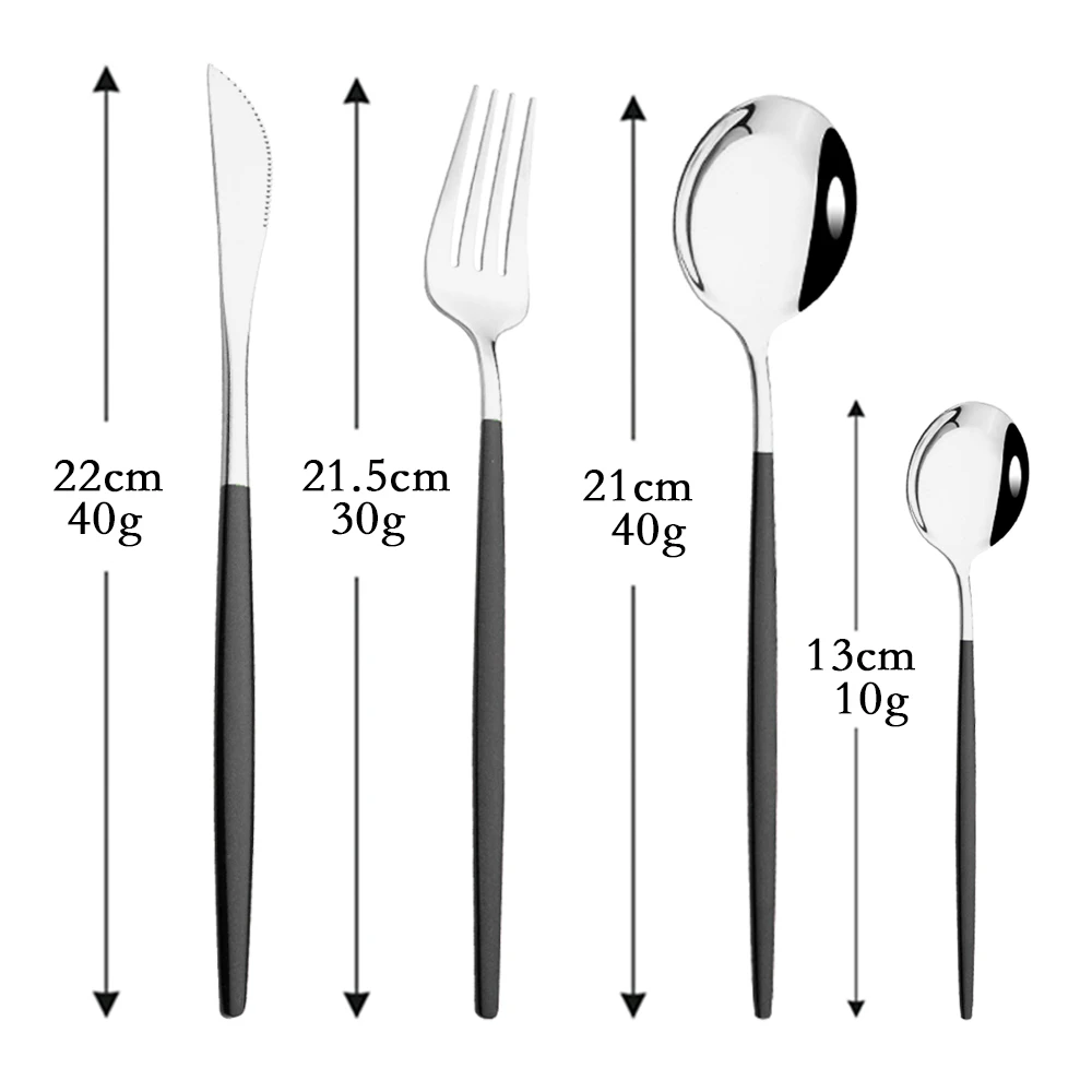 4Pcs Black Silver