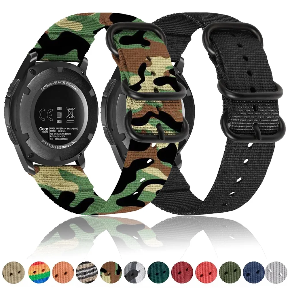 Breathable 22mm Nylon Wristband Strap in Black