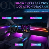 18 in 1 Led Car Ambient Lights 213 64 Color RGB Symphony Streamer Bluetooth Rainbow Interior Acrylic Strips Atmosphere Lamp Kit - Image 5