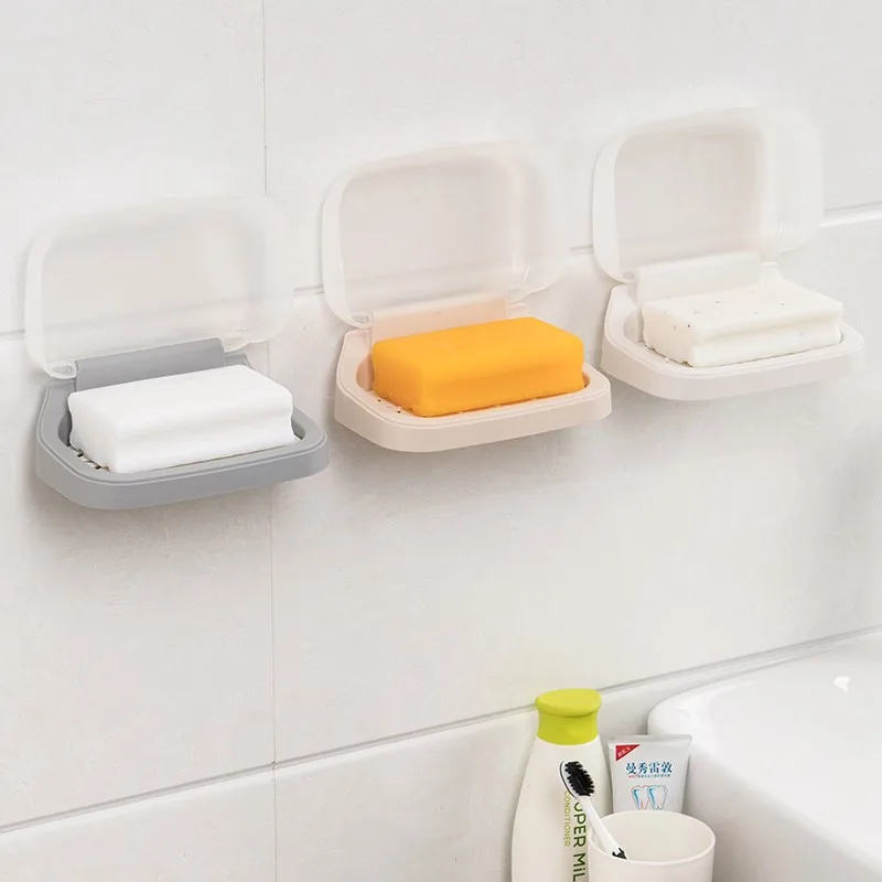 Waterproof Wall-mounted Soap Dish with Lid Home Shower Soap Holder Draining  Rack Storage Tray Container Bathroom Accessories