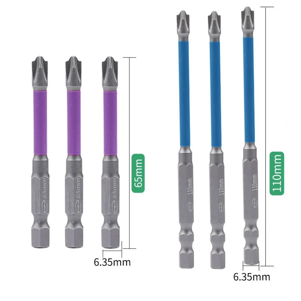 

6pcs 65/110mm Magnetic Special Slotted Cross Screwdriver Bit Batch Head Nutdrivers FPH2 For Electrician Socket Switch Power Tool